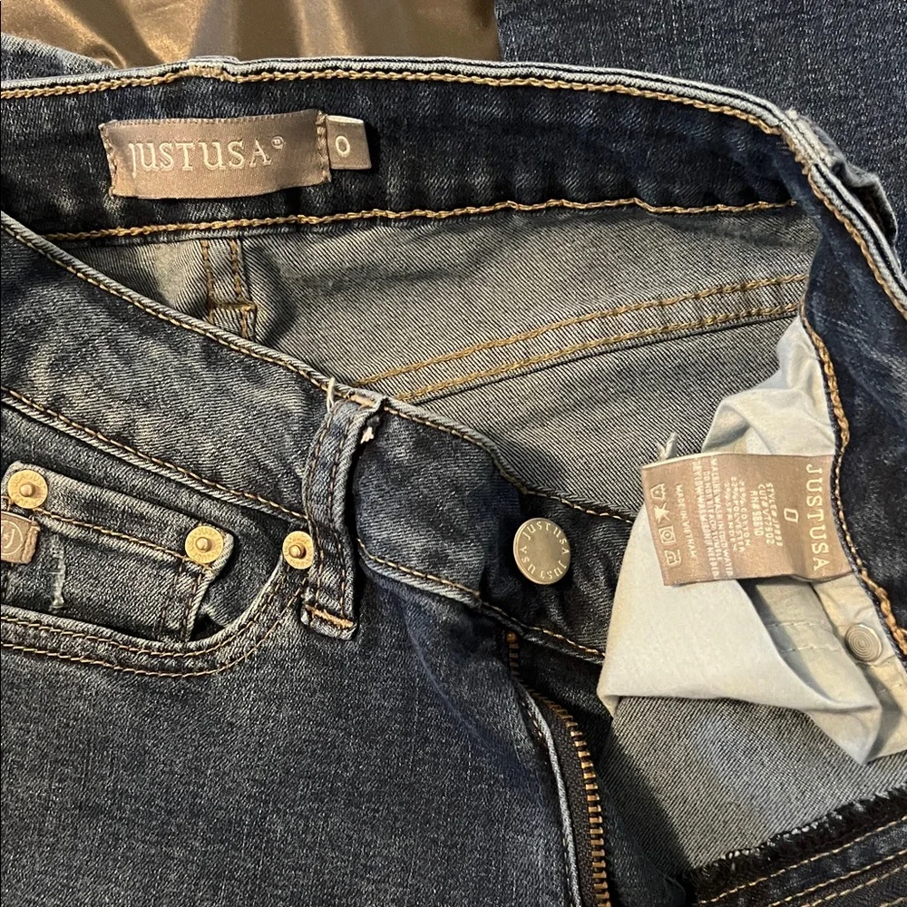 Just USA Women's Dark Blue Distressed Skinny Jeans - Picture 4 of 4